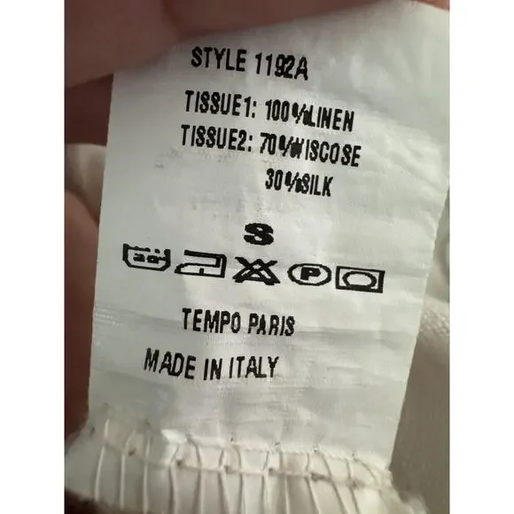 Tempo Paris Dress Womens Small Beige Linen Midi Ruffle Hem Sundress Italy - Picture 7 of 7